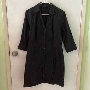 Express- Size 12, Black & White pinstripe Button down dress